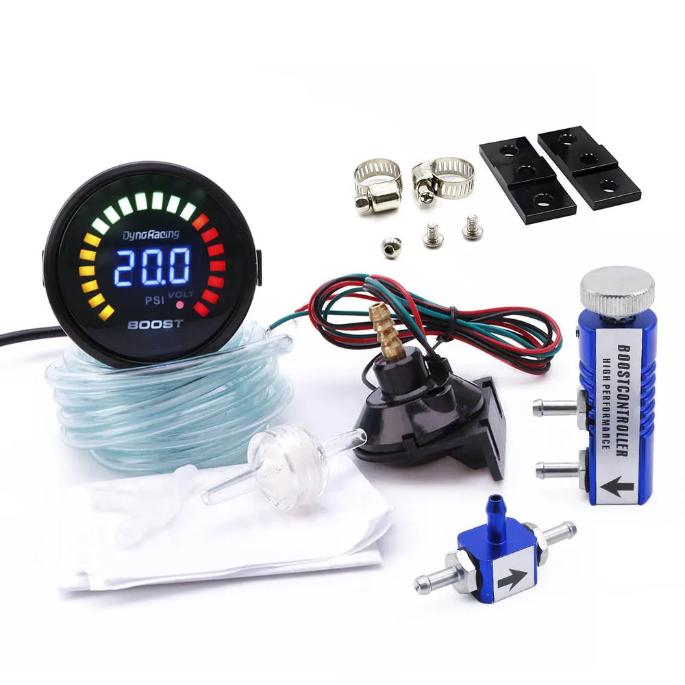 Dynoracing 2 &quot52 мм Автомобильный цифровой 20 LED Turbo Boost Gauge 15 45PSI + регулируемый комплект