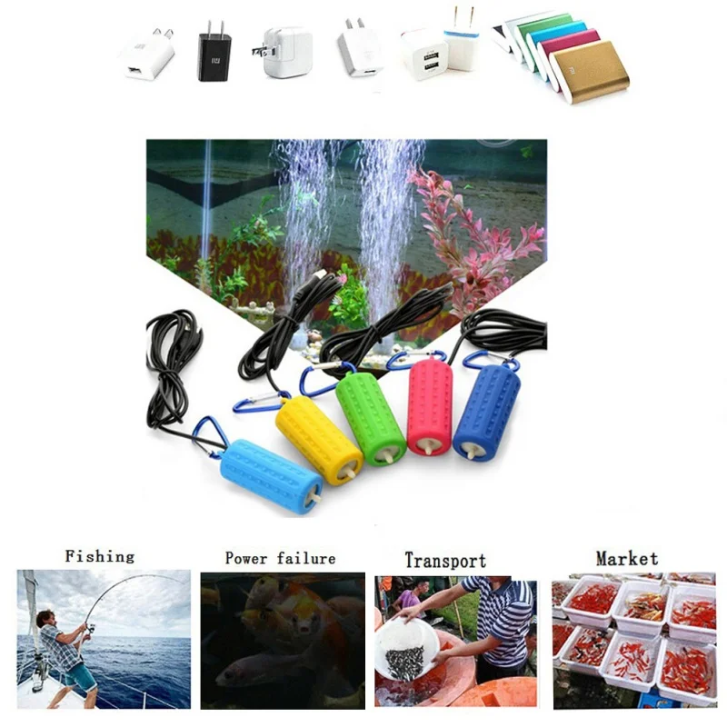 Портативный мини USB для аквариума Кислород воздушный насос Открытый Рыбалка отключения электроэнергии Aquatic Террариум аквариум аксессуары