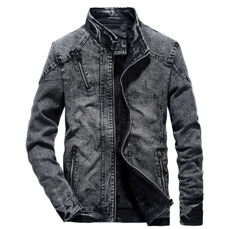 Винтаж джинсовые куртки мужские Slim Fit сплошной Цвет повседневные мужские джинсы пальто мода Винтаж одежда jaqueta masculino - Цвет: black