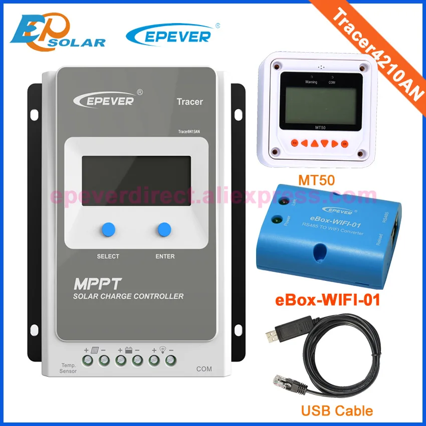 

24V 1040W solar panels system Tracer4210AN MPPT EPEVER EPsolar controller 40A USB cable wifi adapter MT50 Meter 40amps