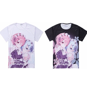 

MGFHOME Ready Ship~Anime JK Re:Zero kara Hajimeru Isekai Seikatsu Cosplay Shirt Rem Ram T-Shirt Tops Tee Couple Women Men tshirt