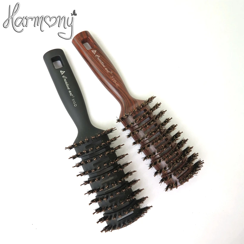 1 piece professional Fashion Boar Bristle Hair Brush with Nylon Stick