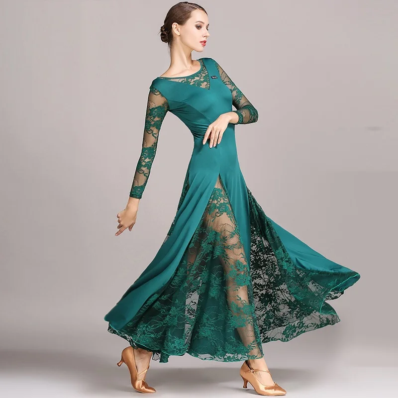4 Color Women Ballroom Dance Dress Standard Ballroom Dance Skirts Ladin Dresses Vestido De Formatura Waltz Lace Dress B-6192