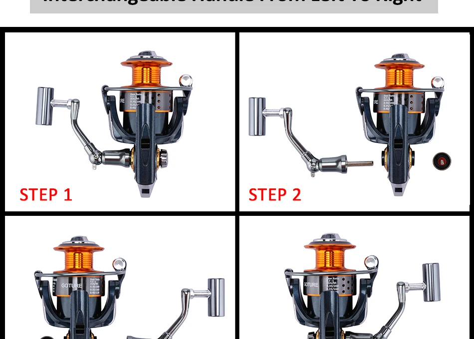 Goture Фирменная оригинальная 5,2: 1 металлическая Катушка спиннинговая Рыболовная катушка GT4000 ловля карпа Фидер Рыбное колесо