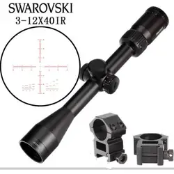 Китай SWAROVSKl 3-12X40 ИК прицел F191 подсвеченный красным Стекло гравированный сетка башенки сброса полный Размеры прицелы для охотничьих ружей