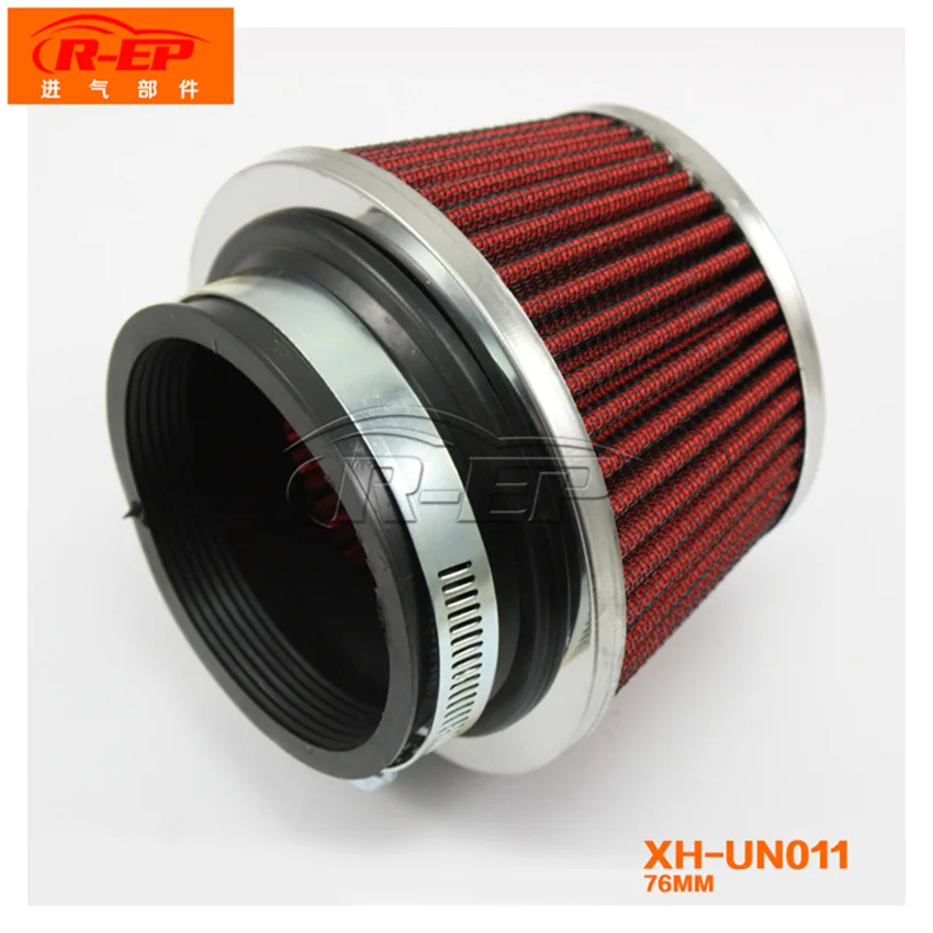

Aluminum Universal SUV Truck Automobile Air Intake Filter High Flow Washable Reuseable Fuel Economy Upgrade Kit 75 MM Red Color