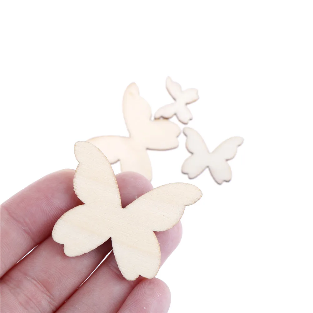 50pcs Wooden mixed size butterflies cutout wooden craft embellishments scrapbooking