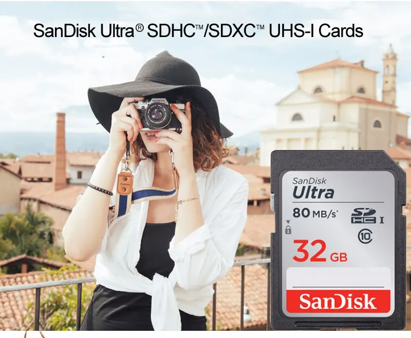 Sd-карта SanDisk 170 МБ для камеры 80 Мб 128 Гб 64 ГБ 32 ГБ 16 ГБ, карта памяти U3 U1 4 K, флеш-карта для камеры, флеш-карта SDXC SDHC