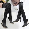 NIUFUNI Lady Over The Knee Boots Rhinestone Crystal Bling Thight Boots High Heel Shoes Women Sock Comfort Elastic Party Shoes ► Photo 1/6
