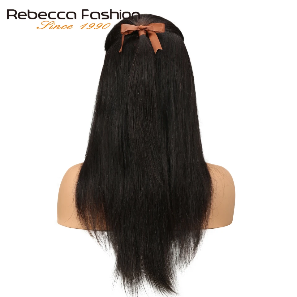 Rebecca 4x4 синтетические волосы на кружеве человеческие Искусственные парики для женщин Бразильский прямые волосы Реми фронтальны