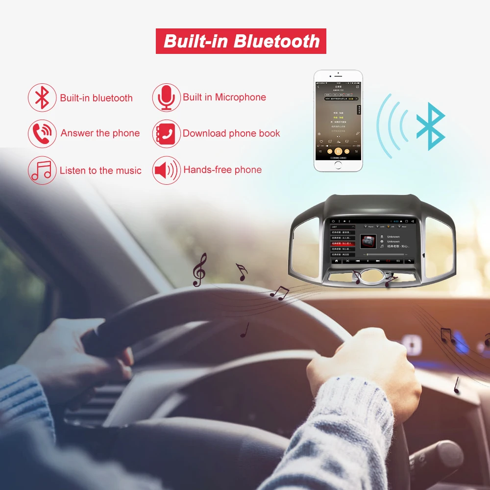 Top Bonroad 8" Android 8.1 Car Radio Multimedia Player  For captiva 2012-2015 Bluetooth Car Player Navigation Radio dvd cd wifi 1