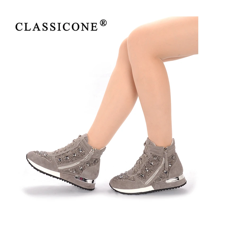 grau Frau Classicone Marke Schwarzes Mode Stiefeletten Turnschuhe Stiefel 2017 Wildleder Winter Warme Wohnungen Stil Schuhe Leder Wolle Aus Echtem Frauen FrEFHxq