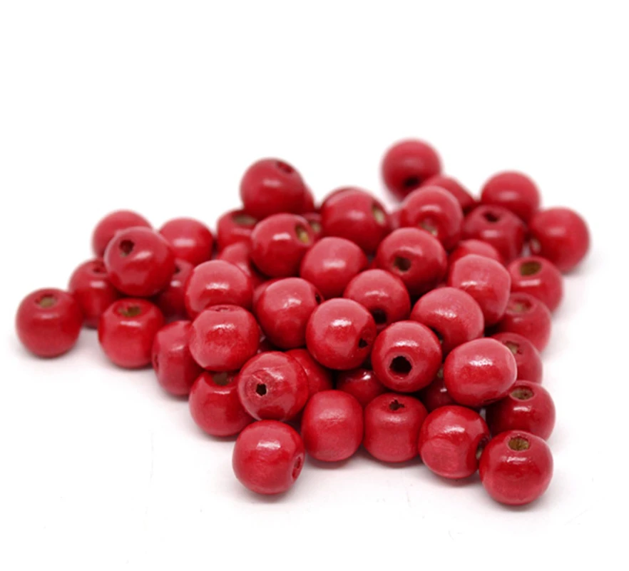 DoreenBeads 200 красные окрашенные Круглые деревянные бусины 10x9 мм (B13664) yiwu|beaded silk chiffon