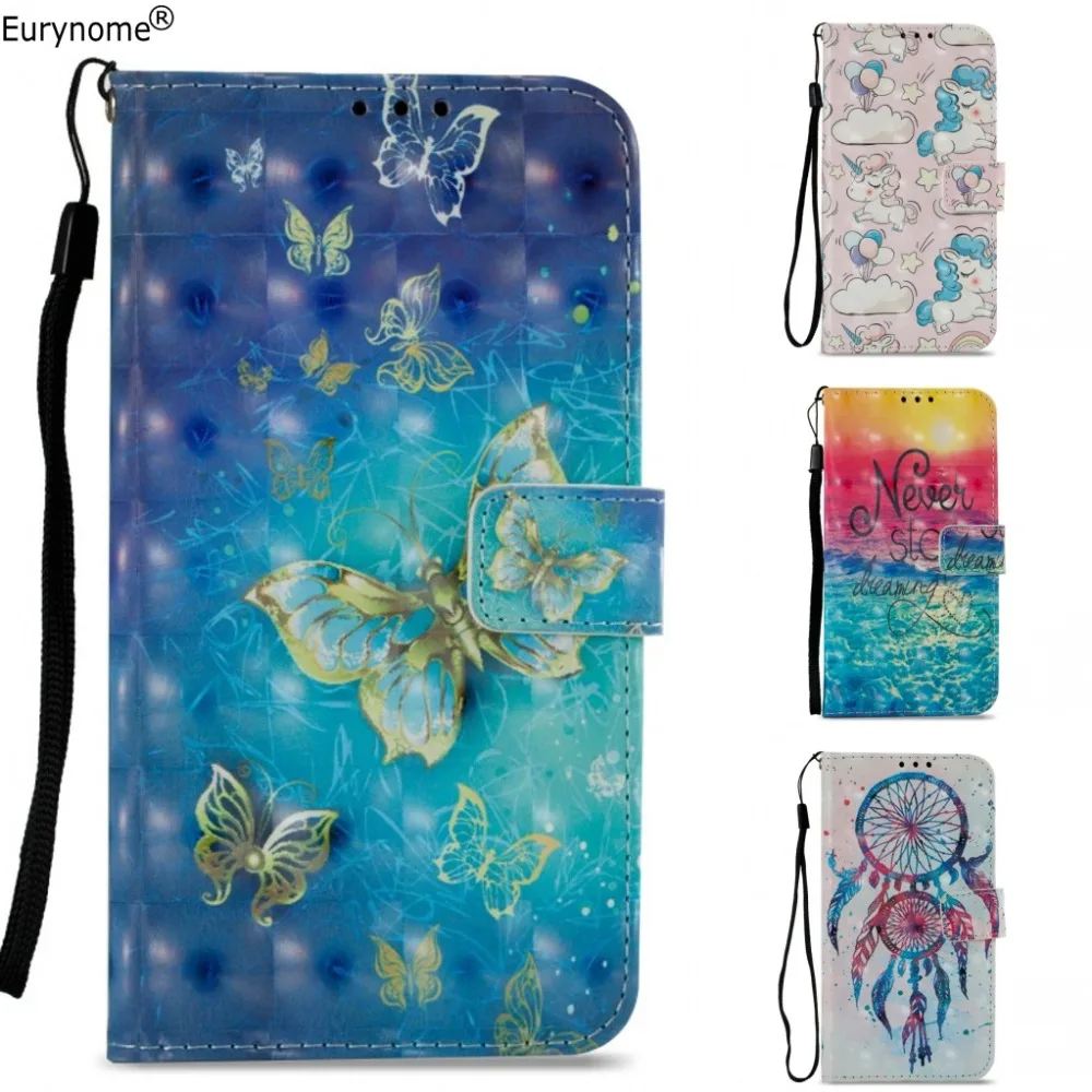 

Fashion Cute cartoon butterfly Unicorn Flower Wallet card PU Leather stand flip cover case for Motorola Moto z2 play case fundas