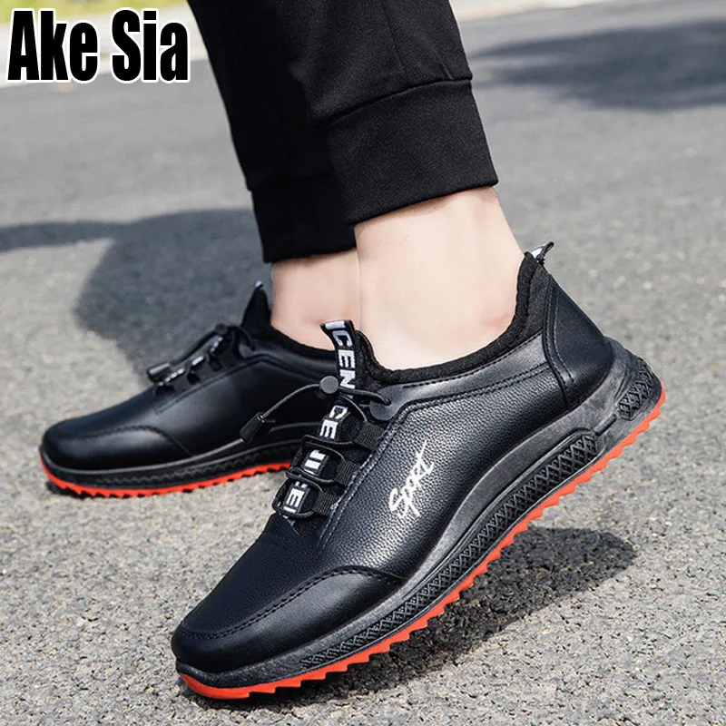 

Ake Sia Men's Male Hombre Fashion Casual Spring Autumn PU Leather Flat Shoelace Walks Traves Striding Wear-Resisting Shoes A036