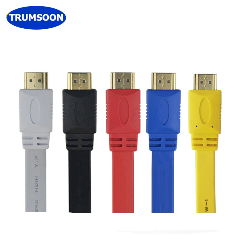 

Trumsoon Color Flat HDMI 1.4 Cable High Speed Standard 3D 1080P Cable for TV Box PS4 Projector Computer DVD 1.5/3m