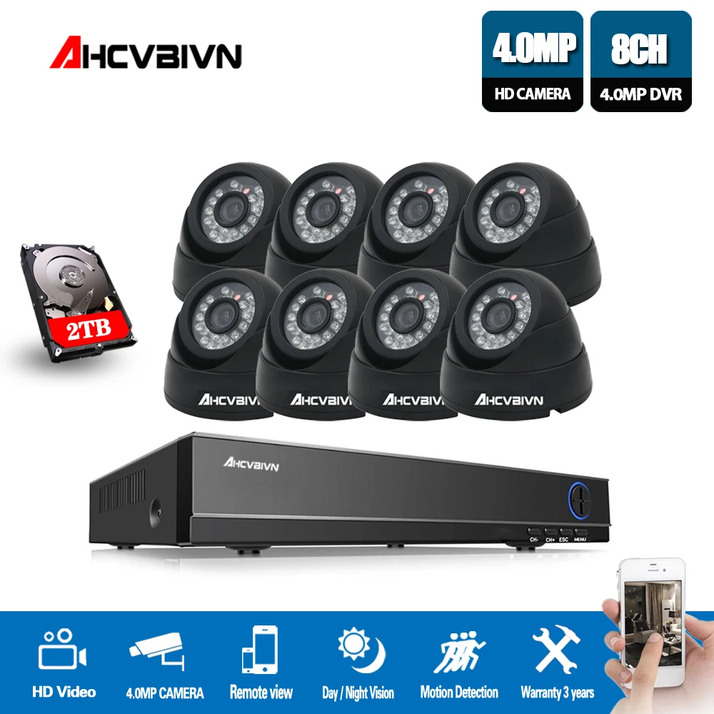New Super 8CH HD AHD 4MP Home Indoor Security Camera System Kit Video Surveillance dome CCTV Camera P2P