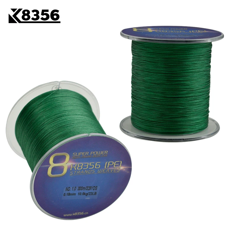 

K8356 8 Stands PE Braided Fishing Lines 300M 100% PE Multifilament Braided Wire 22-78LB 328Yards Smoother Mainline Fishing Line