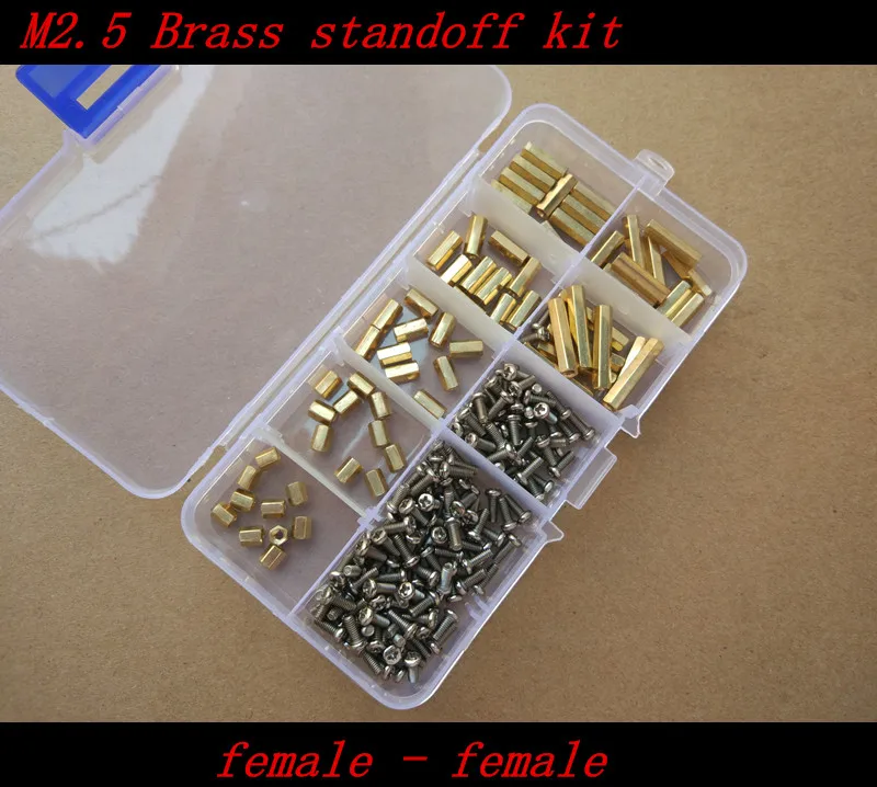 

220pcs M2.5 2.5mm duouble thread Brass Standoff Spacer Female x Female With M2.5*6 Pan Head Screws Assortment Kit
