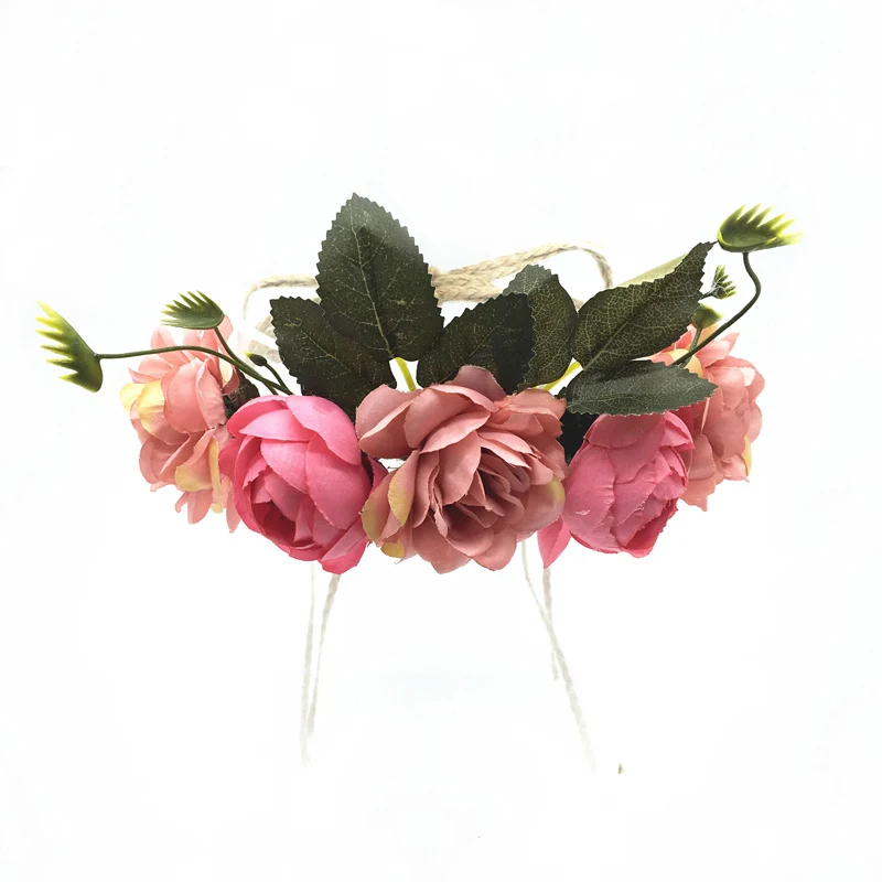 

Bride Flower Crown Floral Headband Garlands Headwear Women Girls Hair Accessories Wedding Flower Wreath Headdress Ornaments