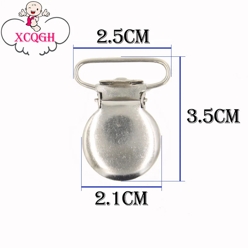 

XCQGH Round Suspender Pacifier Clips Metal Baby Pacifier Holder Clip Infant Soother Clip Clasps Dummy Clips 2.5*3.5cm 5Pcs