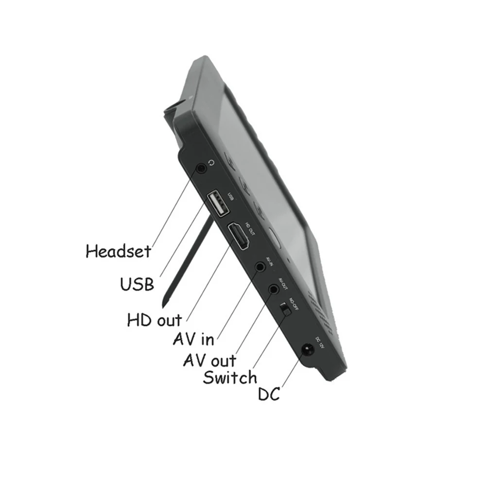  Portable 1024*600 9 Inch H.265 Wifi Dvb-T2 Digital Video Player Hdmi In Car Digital Tv Support U Di
