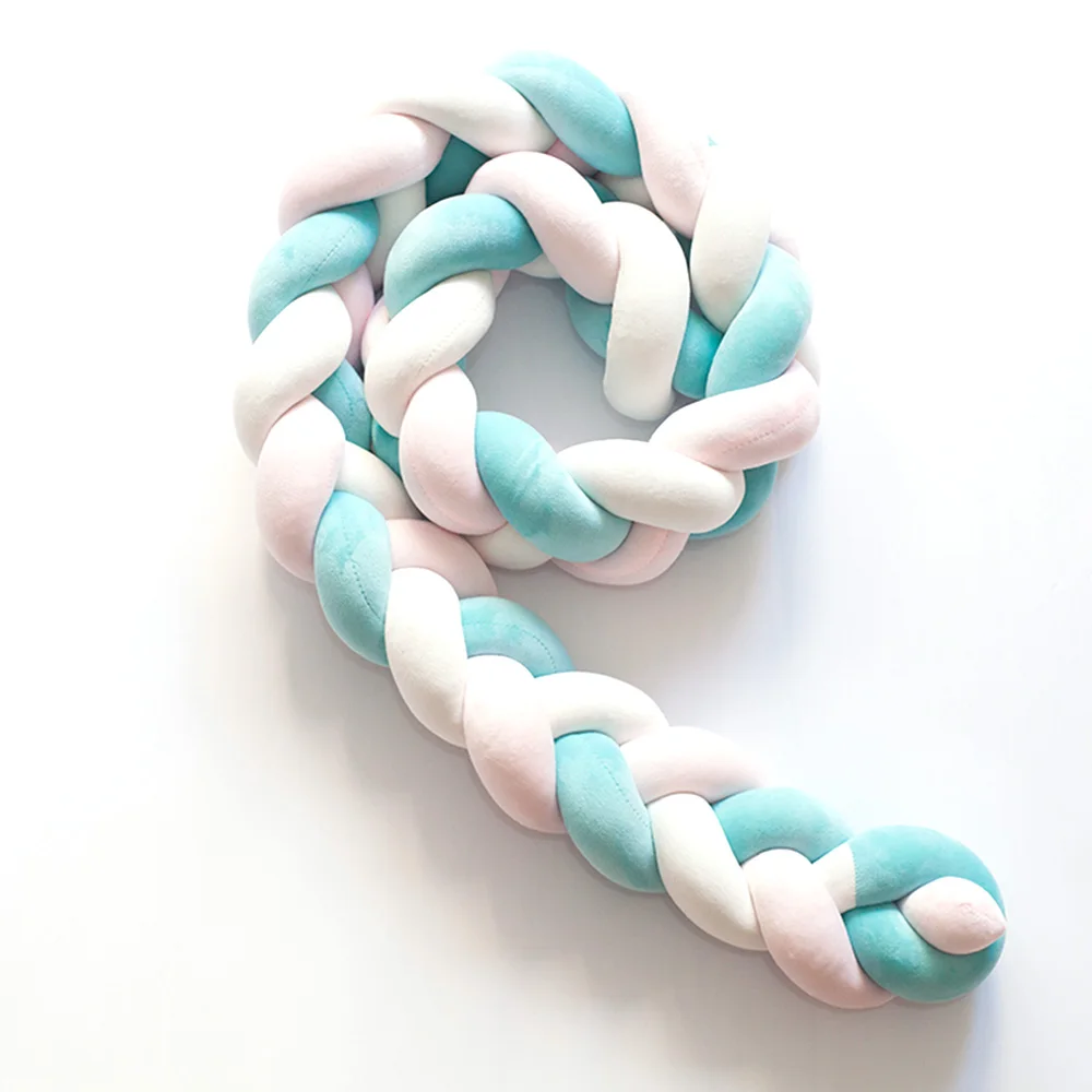 2M Newborn Baby Bed Bumpers 2 Colors Knotted Braid Infant Crib Bed Room Wall Decor Baby Bumpers Winter Warm Photo Props