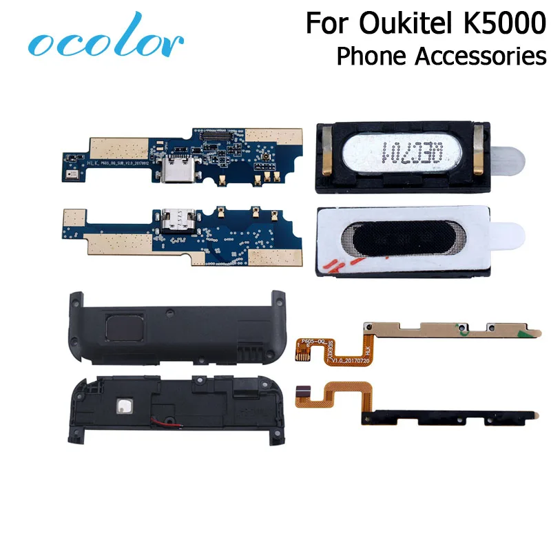 

ocolor For Oukitel K5000 Button Flex Cable Power+Volume Button Speaker Earpiece USB Plug Charge Board Loud Speaker Accessories