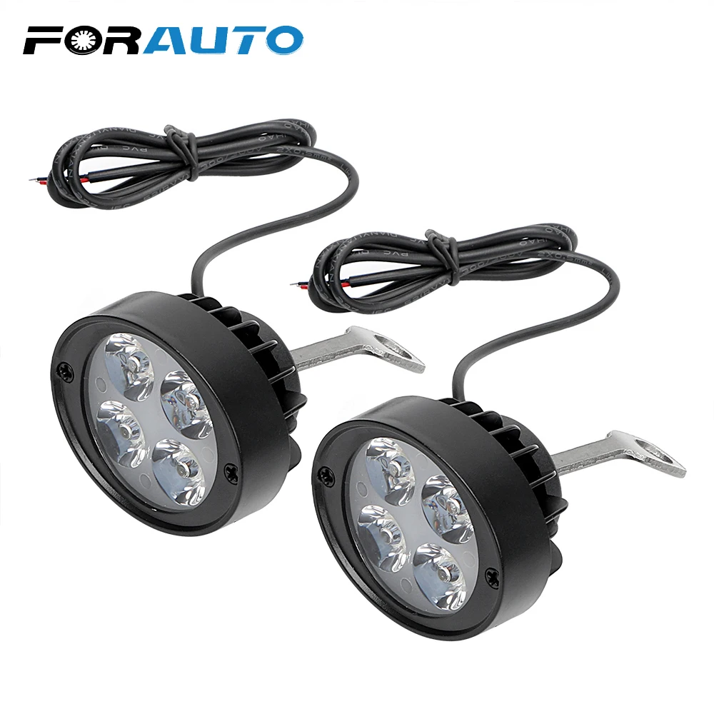 

FORAUTO 2Pcs/Set Motorcycle Headlight Spotlight 4 LEDs Headlamp With Switch DC 12V-85V Motorcycle Accessories