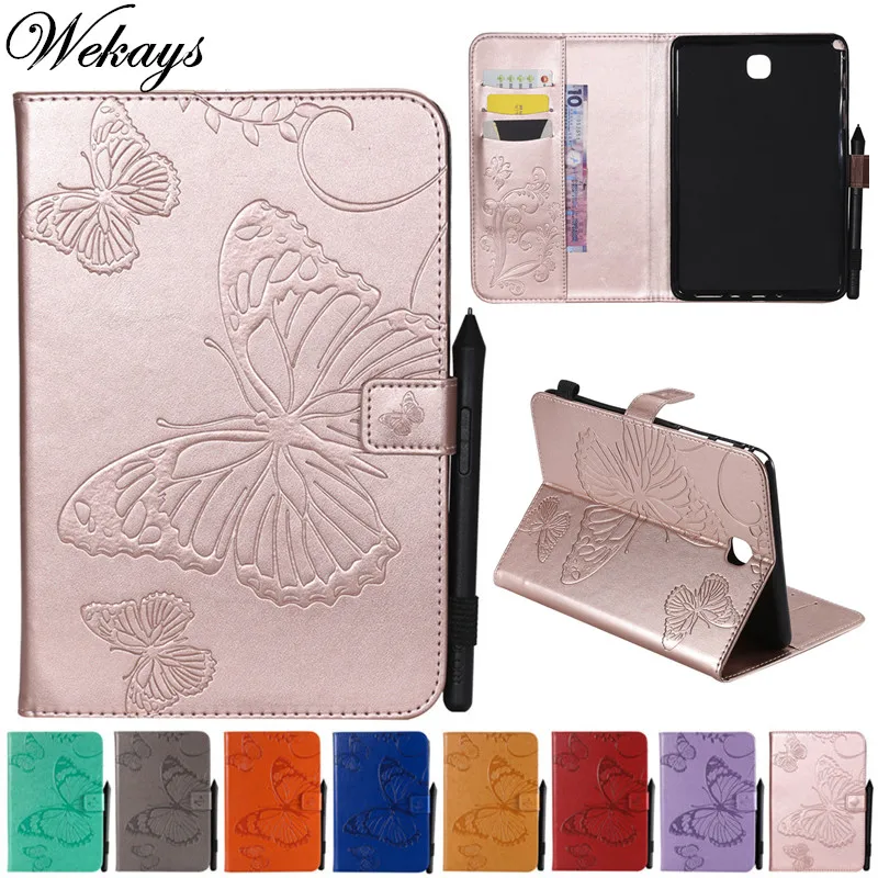 Wekays For Samsung Tab A 8.0 T355 Cartoon Butterfly Leather Fundas Case For Samsung Galaxy Tab A 8.0 T350 T355 Tablet Cover Case