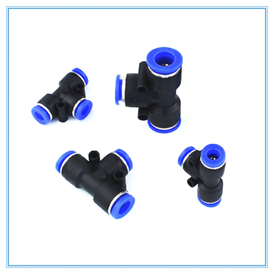 

5PCS 3 Way T shaped Tee Pneumatic PE 4mm to 16mm OD Hose Tube Push In Air Gas Fitting Quick Fittings Connector Adapters