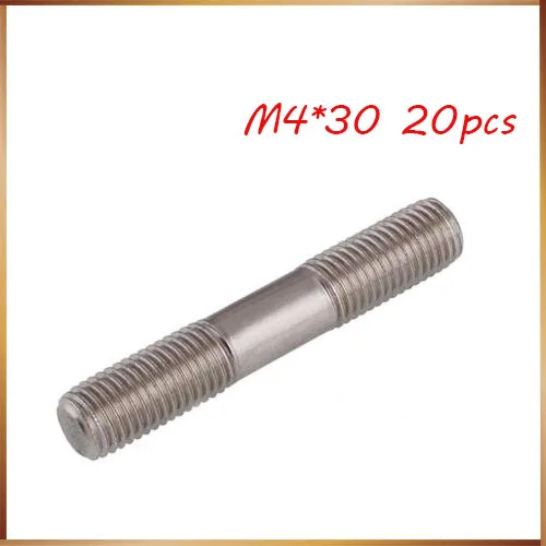 Free shipping 20PCS M4 Stainless Steel Double End Threaded Screw
