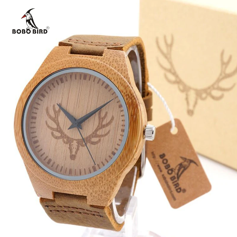 Prix pour BOBO BIRD Buck Chef Naturel Bambam Montre Avec Bande de Cuir Véritable De Luxe Bambou Customed Montre avec Boîte-Cadeau En Papier Prix pour BOBO BIRD Buck Chef Naturel Bambam Montre Avec Bande de Cuir Véritable De Luxe Bambou Customed Montre avec Boîte-Cadeau En Papier