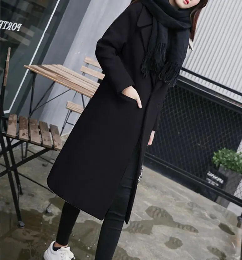 

2018 autumn and winter new thick loose loose long woolen coat female spring warm over the knee Slim pike wool coat