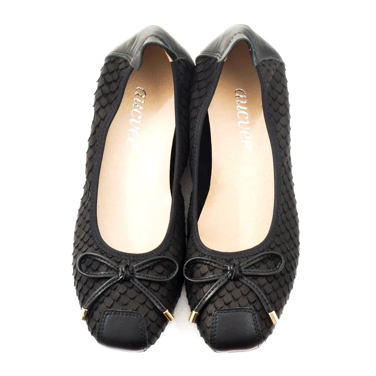 Genuine Leather Women Soft Flats Women Slip-on Shoes Square Toe Elegant Office Lady Shoes for Party Causal Baleriny Woman Loafer (45)