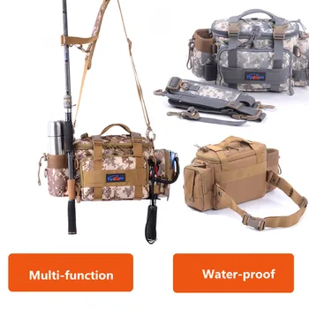 

Multifunction Fishing Bag Fishing Lure Bag Polyester Waist Shoulder Fishing Lure Reel Tackle Bags Bait Box Camouflage De Pesca