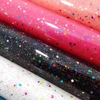 

1 YARD SIZE 91x134CM NUBUCK TPU fabric with multicolored glitters and confettis P1610