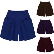 Женские шорты, большие размеры, одноцветные, свободные, хит, с карманами, для девушек, летние, повседневные шорты, Korte Broek Spodenki Pantalones Cortos, короткие, Feminino