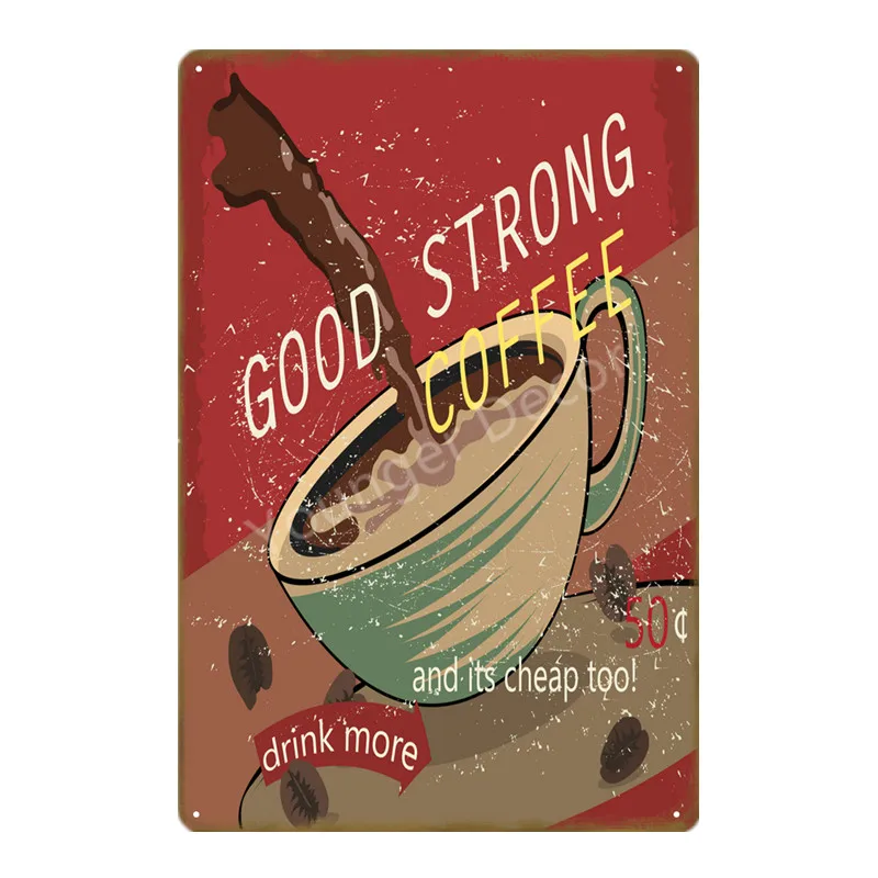 Чашка кофе металлическая жестяная вывеска Кофейня плакат винтажный домашний декор настенная живопись табличка для кафе украшения YD029 - Цвет: YD0644