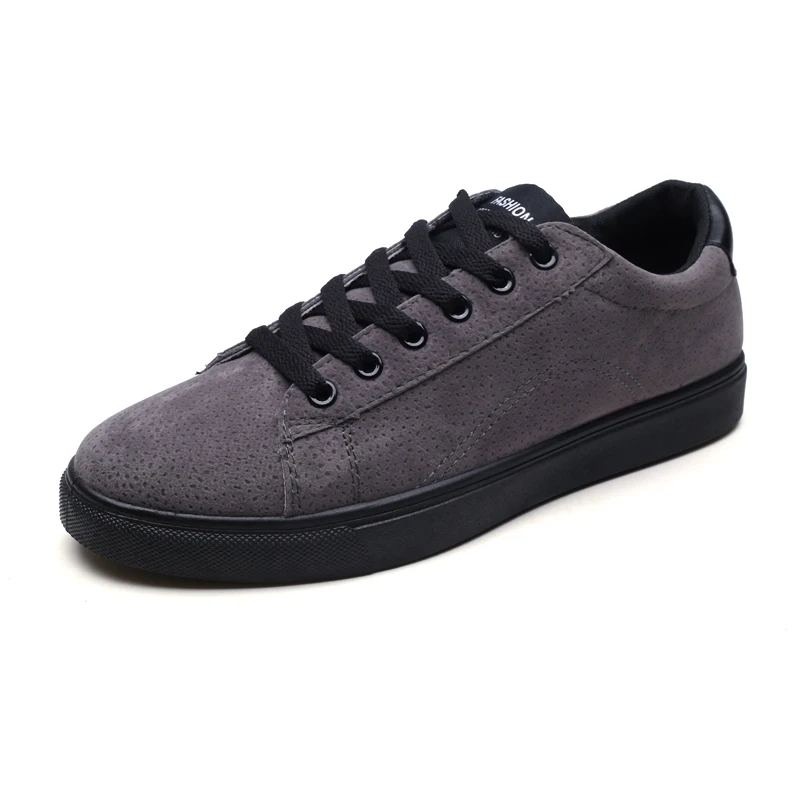 Летние мужские вулканизированные туфли; дышащие мужские кроссовки из флока; Повседневная обувь; однотонные трендовые кроссовки для отдыха на плоской подошве - Цвет: gray