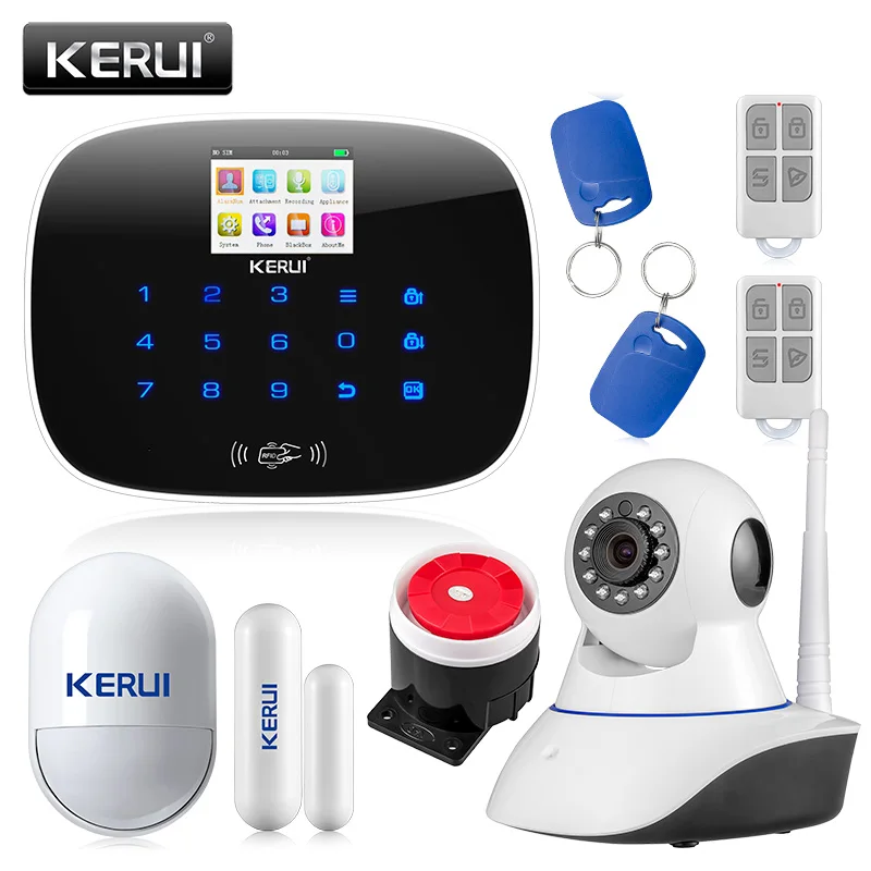 En Ligne KERUI LCD PIR Capteur GSM Autodial Maison Bureau Cambrioleur Alarme Anti Intrusion Système Soutien 2G signal Android et IOS APP contrôle