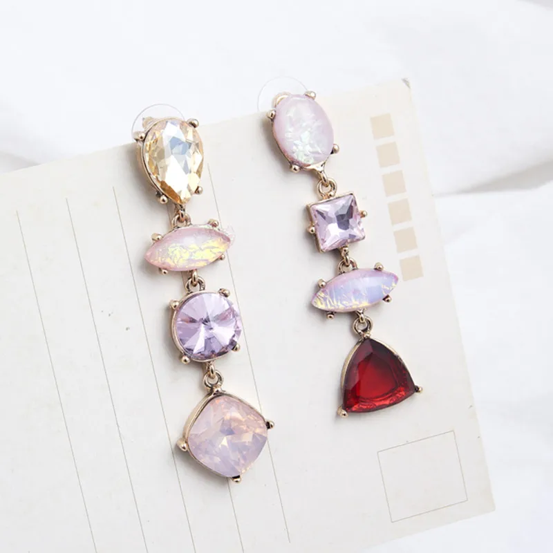 

Fashion Geometric Square Triangle Rhinestone Long Drop Dangle Earrings for Women Vintage Ethnic Lady Accessories Jewelry 5K3001