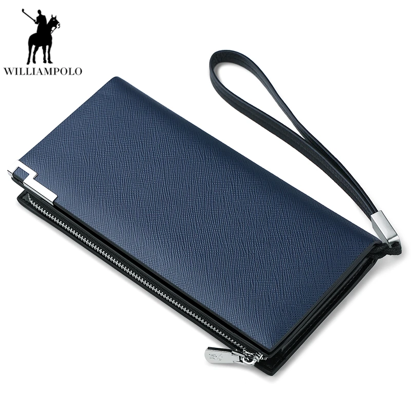 

WILLIAMPOLO 2019 Mens Wallets Leather Coin Wallet Business Long Wallets Men Purse Card Holder Long Design Wallet PL209