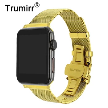 

Milanese Stainless Steel Watchband + Adapter for iWatch Apple Watch 38mm 42mm Series 1 2 3 Wrist Band Link Strap Bracelet Silver