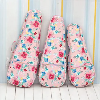 

Ukulele Bag Case Pink Flower Backpack Handbag 12mm Thicken Soprano Concert Tenor 21 23 26 Inch Ukelel Guitar Accessories Gig