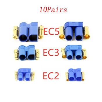 

10Pairs EC2 EC3 EC5 5mm Banana Plug with Jacket 100A Plug Lipo Battery ESC Motor Copper Connector for RC Aircraft/Boat/Car Model