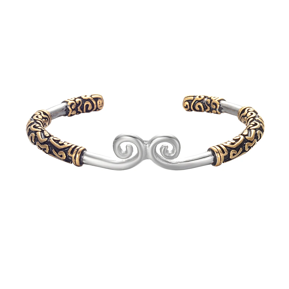 Древние Волшебные серебряные золотые резные обезьянки король бар стильные браслеты и браслеты вечерние ювелирные изделия мужские и женские персональные браслеты - Окраска металла: Gold
