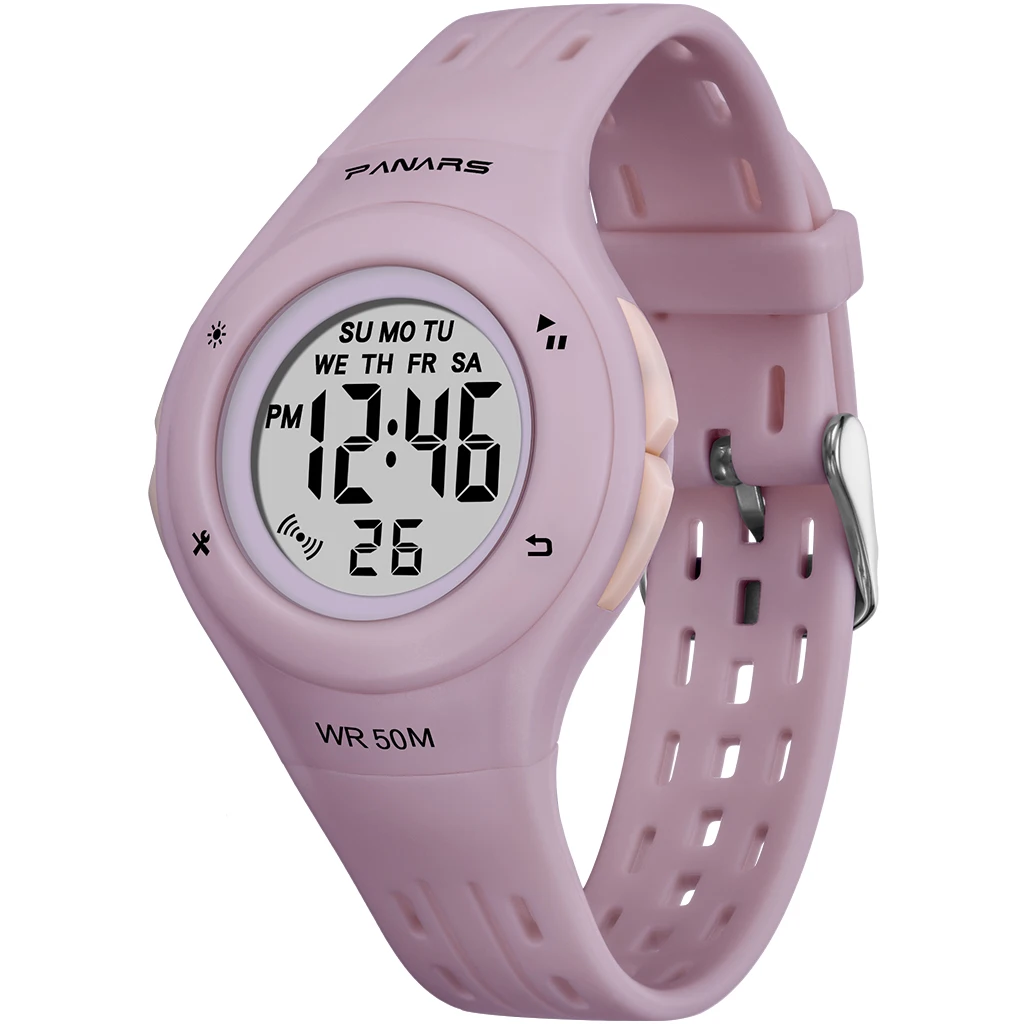 PANARS спортивные детские часы водонепроницаемые светодиодные Многофункциональные детские мужские часы цифровые часы для детей digitaal horloge meisje - Цвет: Purple Watch