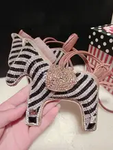glitter horse bag charms big bling horse leather horse cute woman bag charms handbag charms zebra