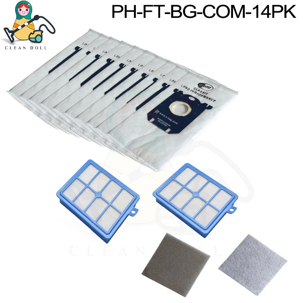 14 Pack H12 Motor filter HEPA Filters Bags for vacuum cleaner Philips S Bag for FC9071 FC9150